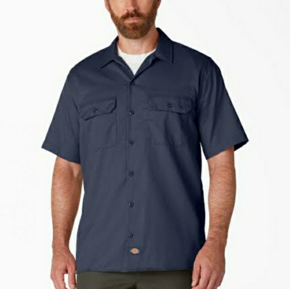 Dickies short sleeve work shirt Size L Charcoal and Khaki - Picture 2 of 9
